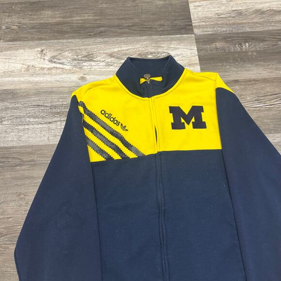 University of Michigan Track‎ Jacket Adidas 2000s Wolverines Blue Yellow Mens M - Picture 2 of 8